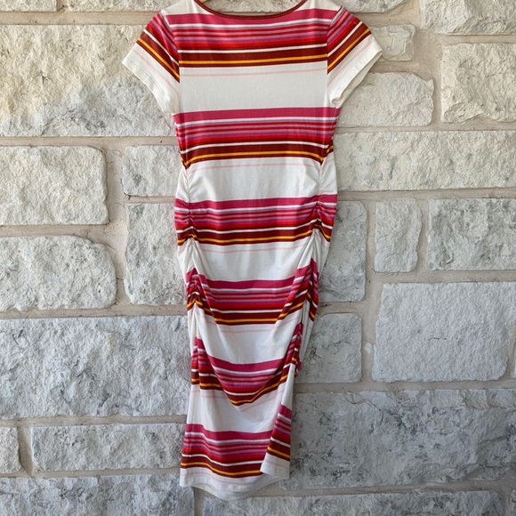 Isabel Maternity Striped White & Pink Dress - Picture 5 of 5